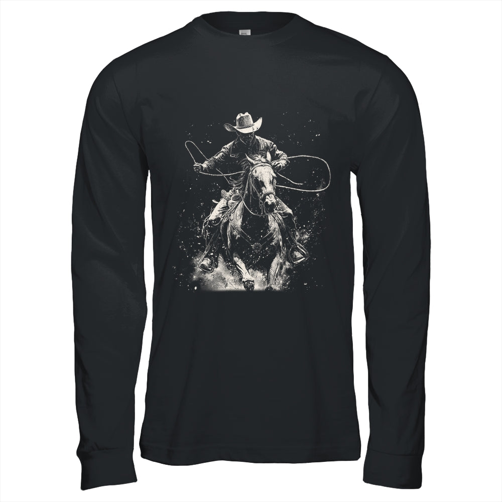 Rodeo Cowboy Dark Western Horse Vintage Art Graphic Men Shirt & Hoodie | siriusteestore