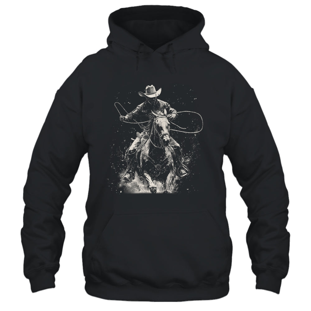 Rodeo Cowboy Dark Western Horse Vintage Art Graphic Men Shirt & Hoodie | siriusteestore