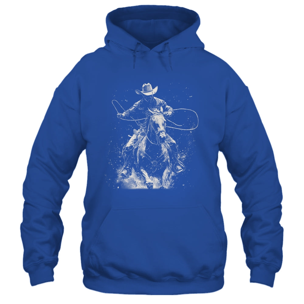 Rodeo Cowboy Dark Western Horse Vintage Art Graphic Men Shirt & Hoodie | siriusteestore