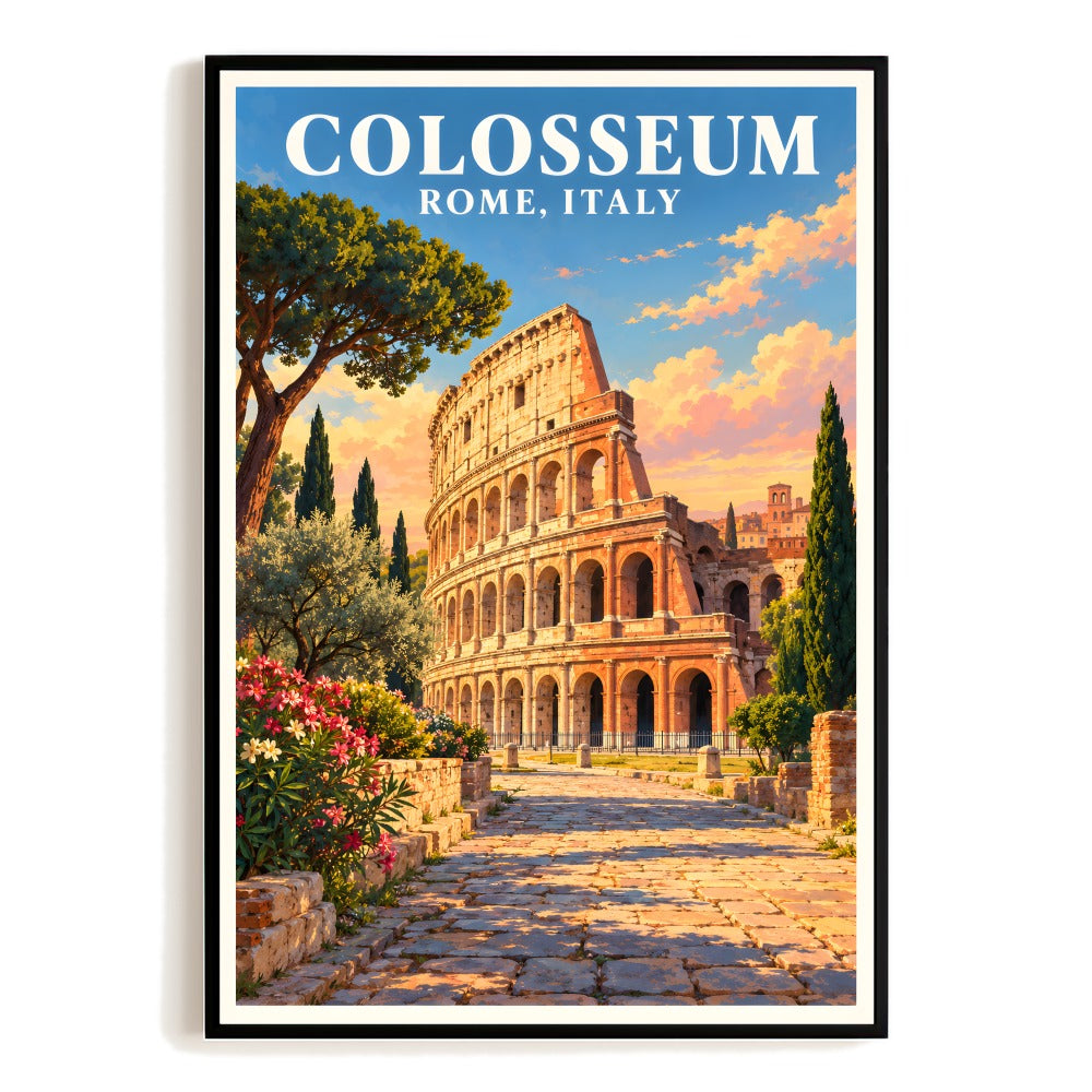Rome Italy Colosseum Ancient Landmark Travel Gift Poster Vintage Roman Wall Art Print Historic European Architecture Decor For Home Living Room Office Bedroom Unframed | siriusteestore