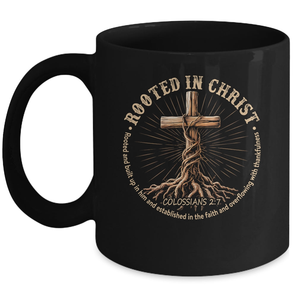 Rooted In Christ Jesus Christian For Men Women Cross Faith Mug | siriusteestore