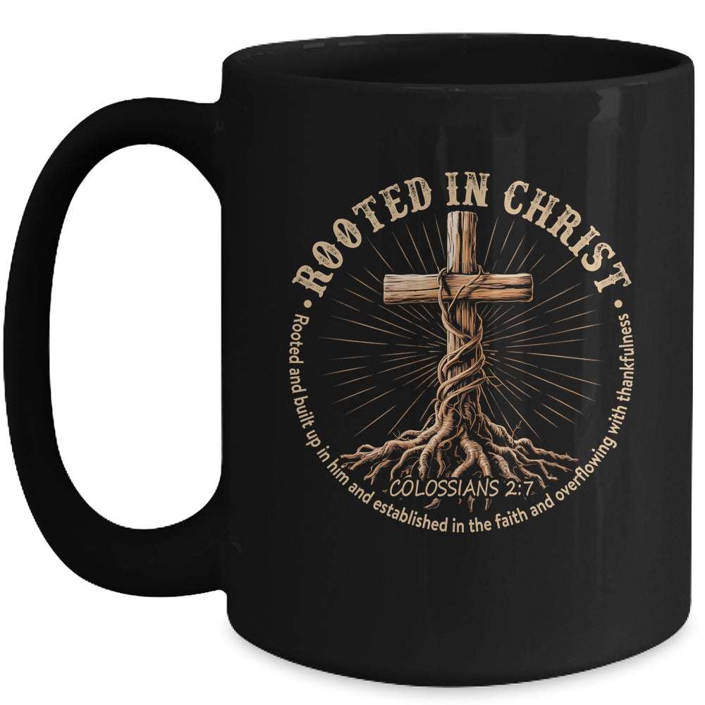 Rooted In Christ Jesus Christian For Men Women Cross Faith Mug | siriusteestore