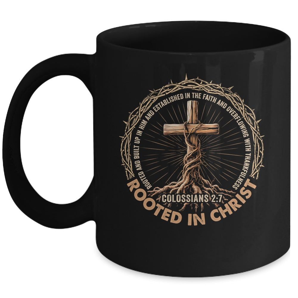Rooted In Christ Jesus Religious Christian Cross Men Women Mug | siriusteestore