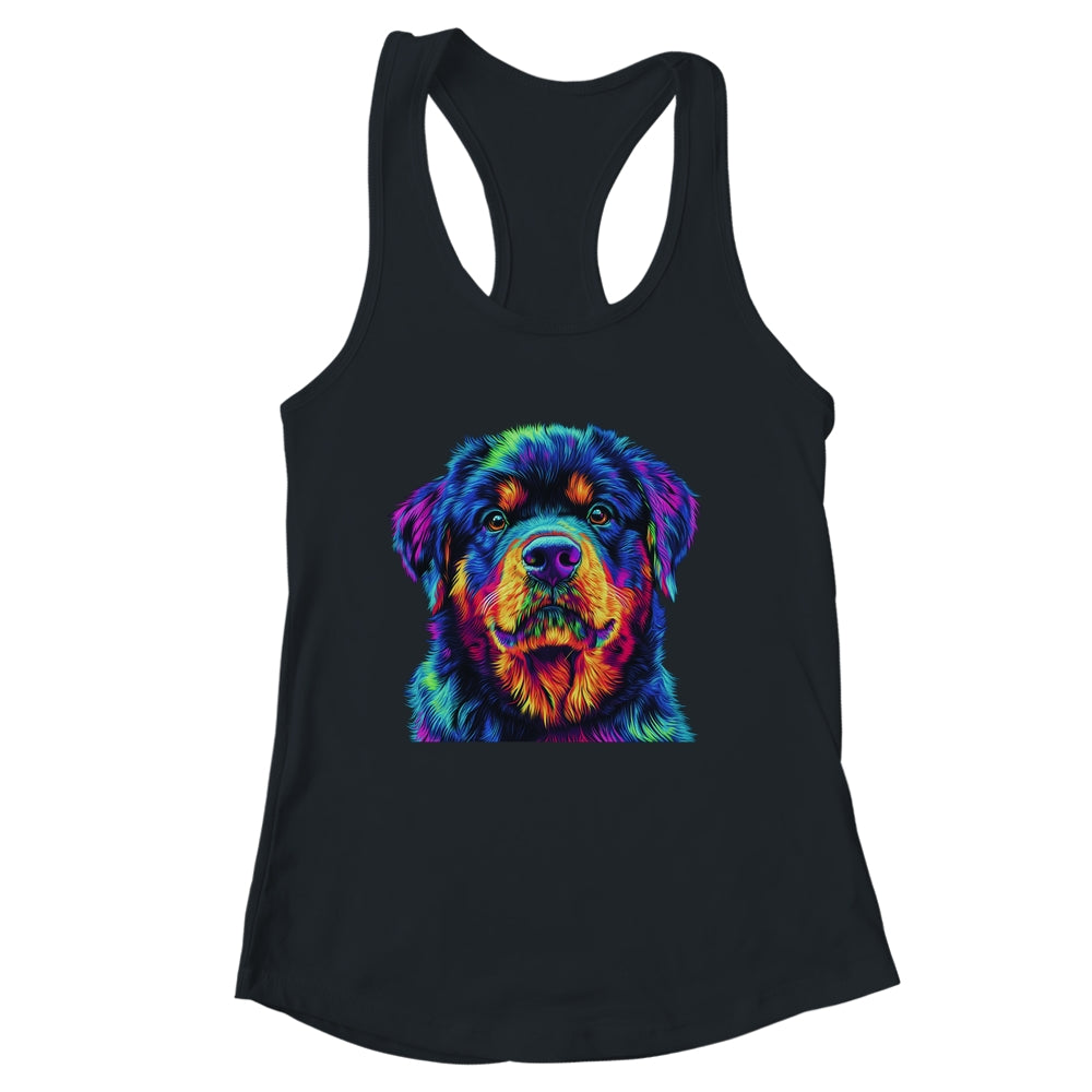 Rottweiler Dog Colorful Face Dog Lover Men Women Shirt & Tank Top | siriusteestore