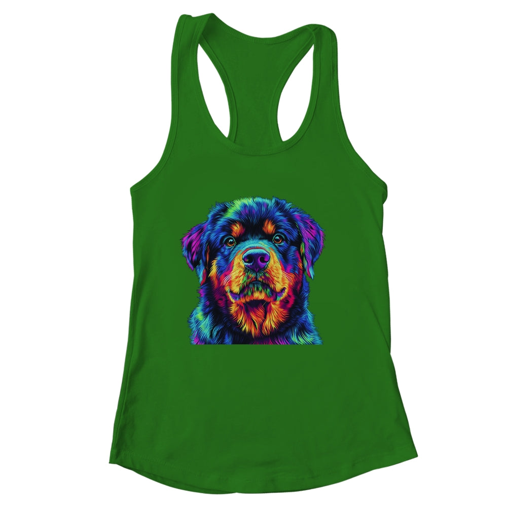 Rottweiler Dog Colorful Face Dog Lover Men Women Shirt & Tank Top | siriusteestore