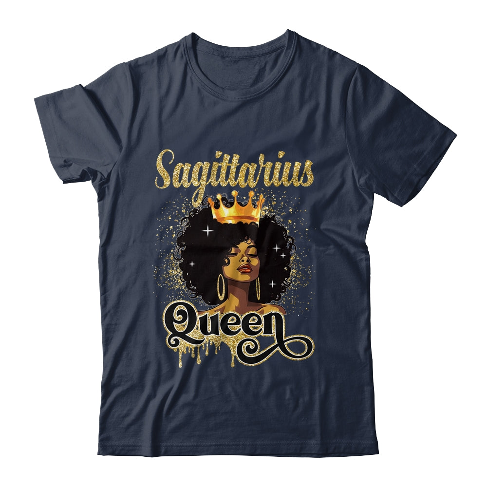 Sagittarius Queen Birthday Afro Girls Black Zodiac Birthday Shirt & Tank Top | siriusteestore
