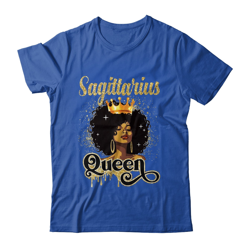 Sagittarius Queen Birthday Afro Girls Black Zodiac Birthday Shirt & Tank Top | siriusteestore