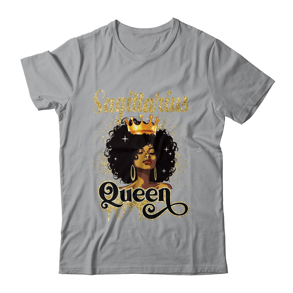 Sagittarius Queen Birthday Afro Girls Black Zodiac Birthday Shirt & Tank Top | siriusteestore