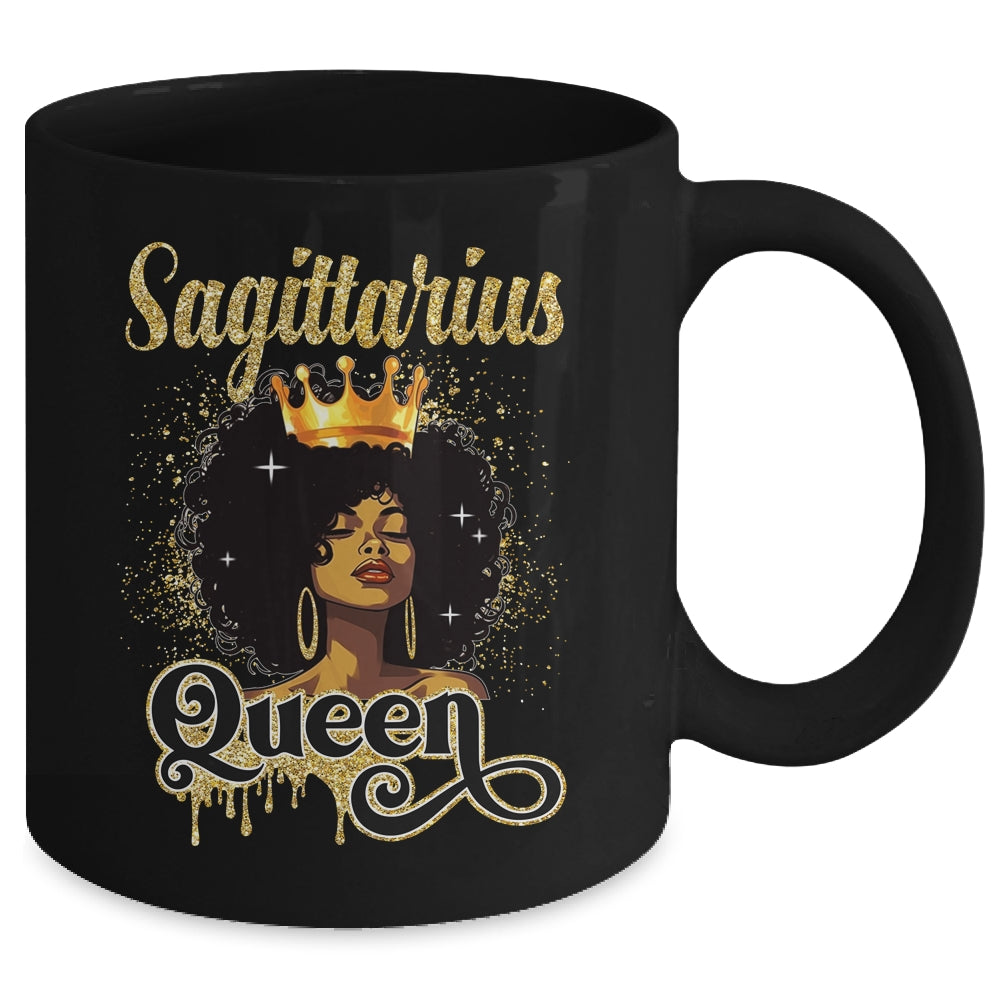 Sagittarius Queen Birthday Afro Girls Black Zodiac Birthday Mug | siriusteestore