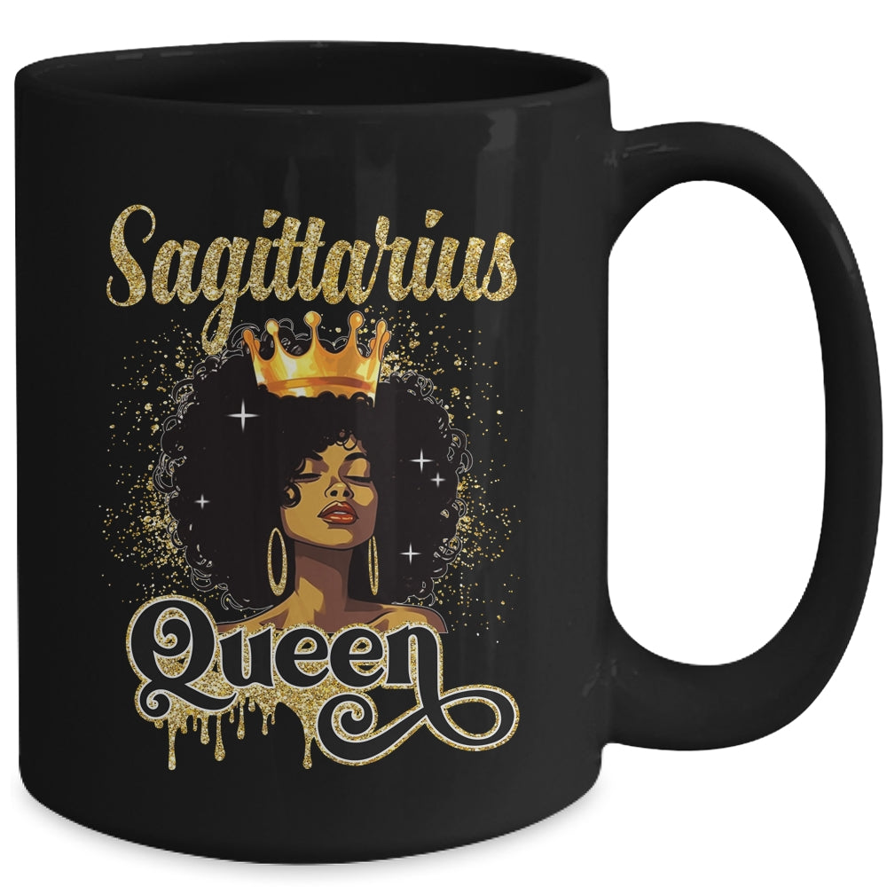 Sagittarius Queen Birthday Afro Girls Black Zodiac Birthday Mug | siriusteestore