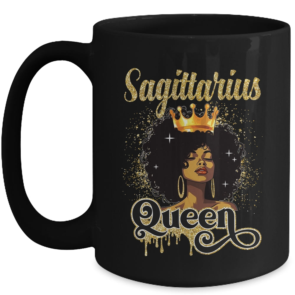 Sagittarius Queen Birthday Afro Girls Black Zodiac Birthday Mug | siriusteestore