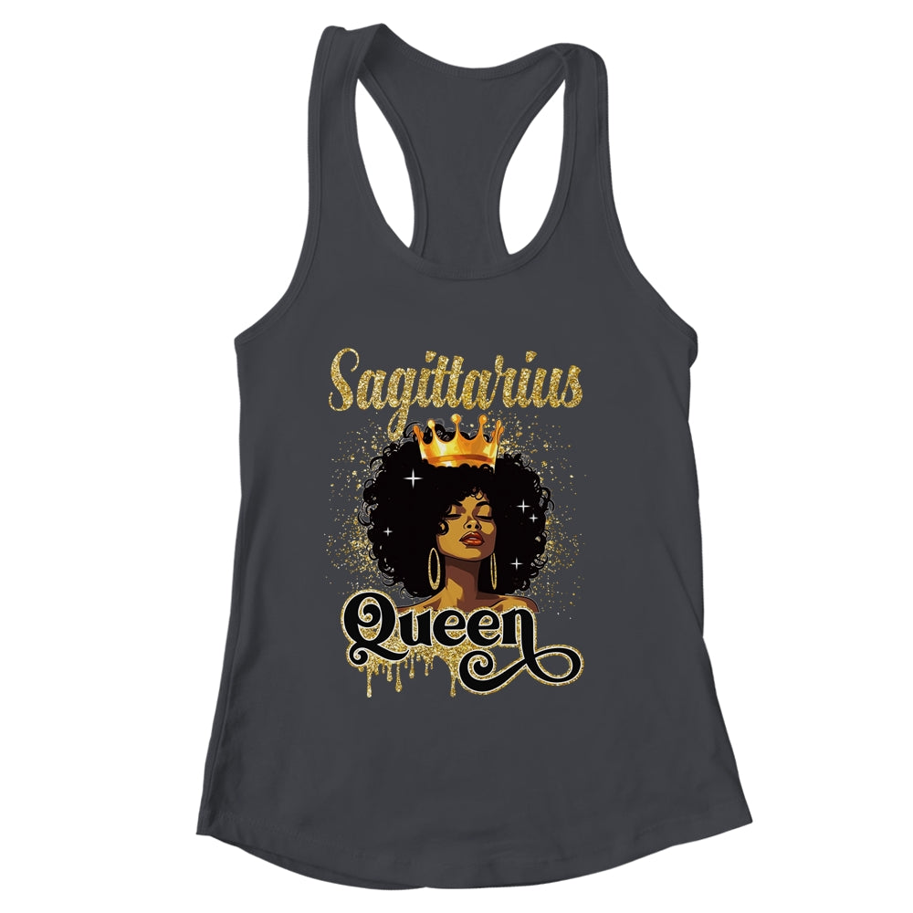 Sagittarius Queen Birthday Afro Girls Black Zodiac Birthday Shirt & Tank Top | siriusteestore