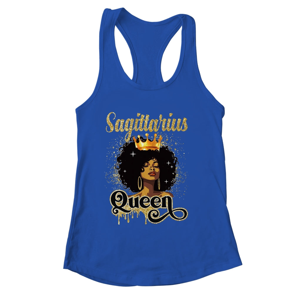Sagittarius Queen Birthday Afro Girls Black Zodiac Birthday Shirt & Tank Top | siriusteestore