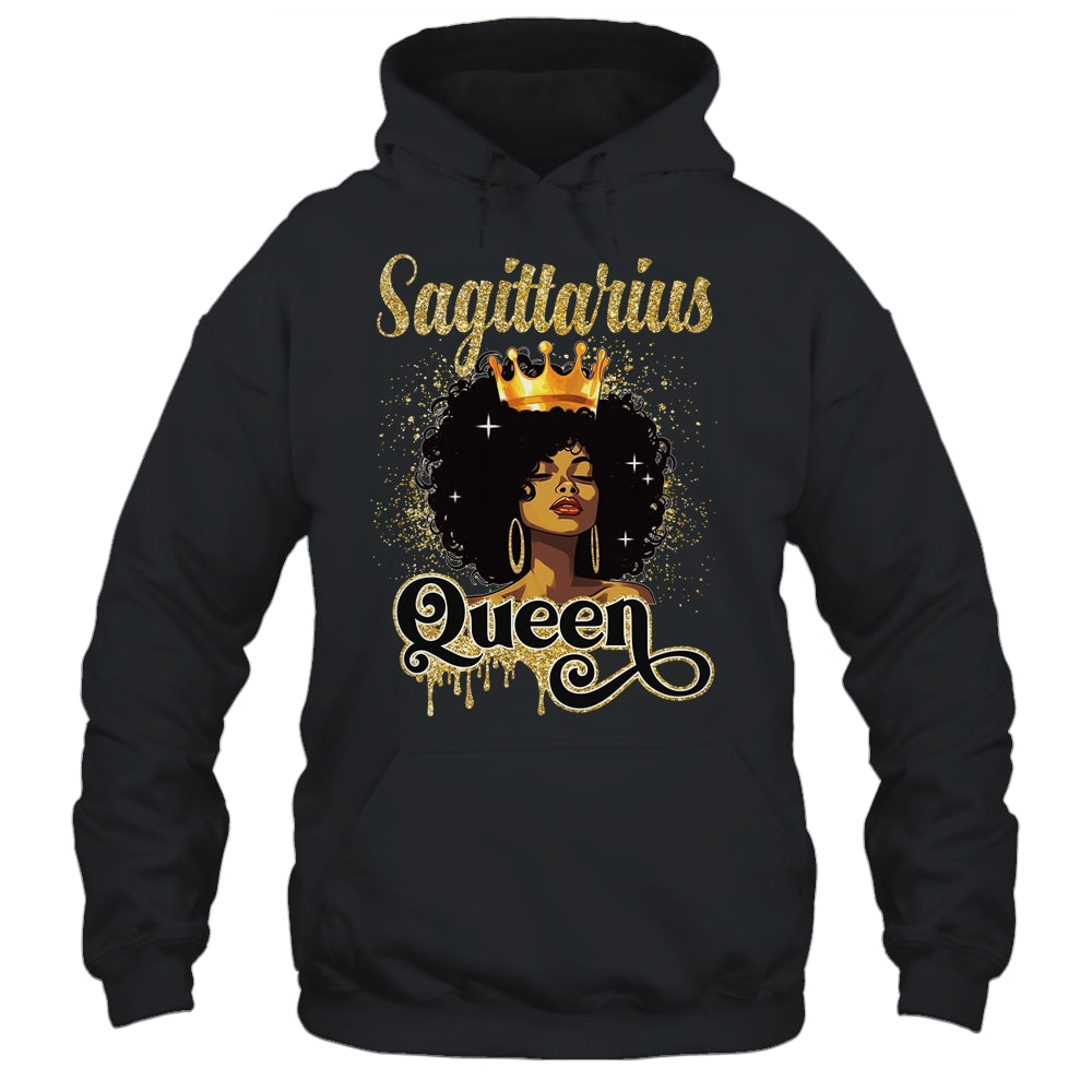 Sagittarius Queen Birthday Afro Girls Black Zodiac Birthday Shirt & Tank Top | siriusteestore