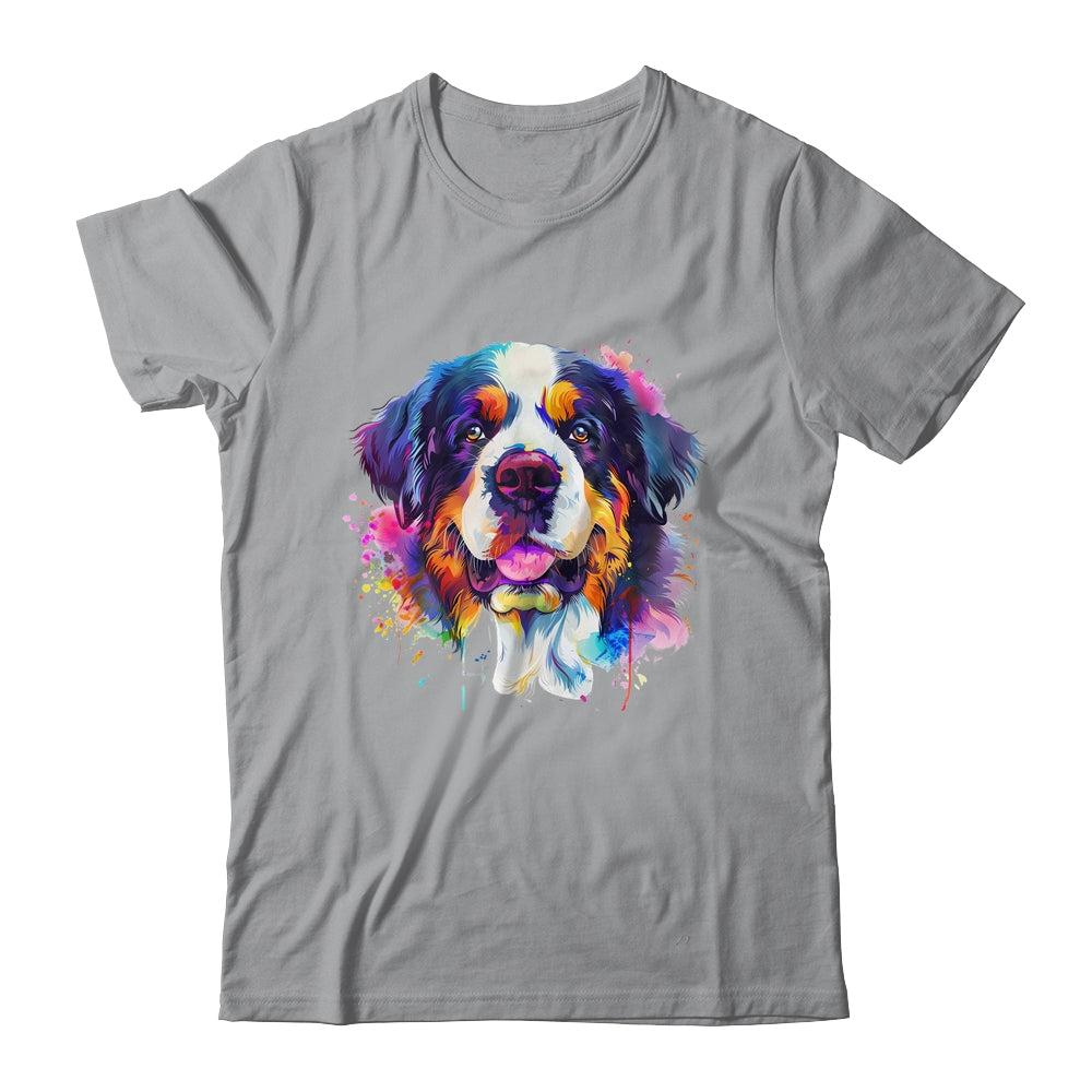 Saint Bernard Mom Lover Puppy Dog Watercolor Tie Dye Painting Shirt & Tank Top | siriusteestore