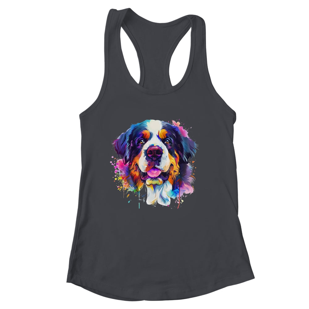 Saint Bernard Mom Lover Puppy Dog Watercolor Tie Dye Painting Shirt & Tank Top | siriusteestore