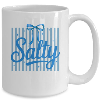 Salty Women Blue Stripes Bow Retro Summer Outfit Beach Vibes Mug | siriusteestore