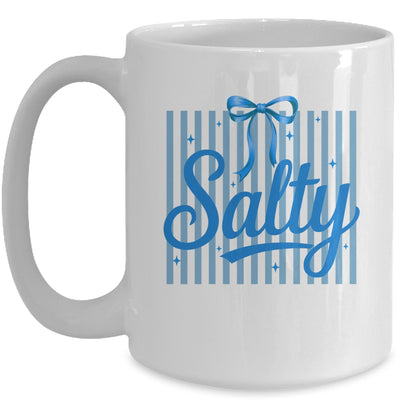 Salty Women Blue Stripes Bow Retro Summer Outfit Beach Vibes Mug | siriusteestore