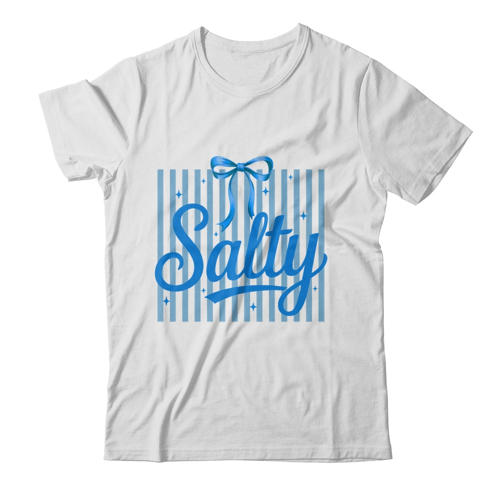 Salty Women Blue Stripes Bow Retro Summer Outfit Beach Vibes Shirt & Tank Top | siriusteestore