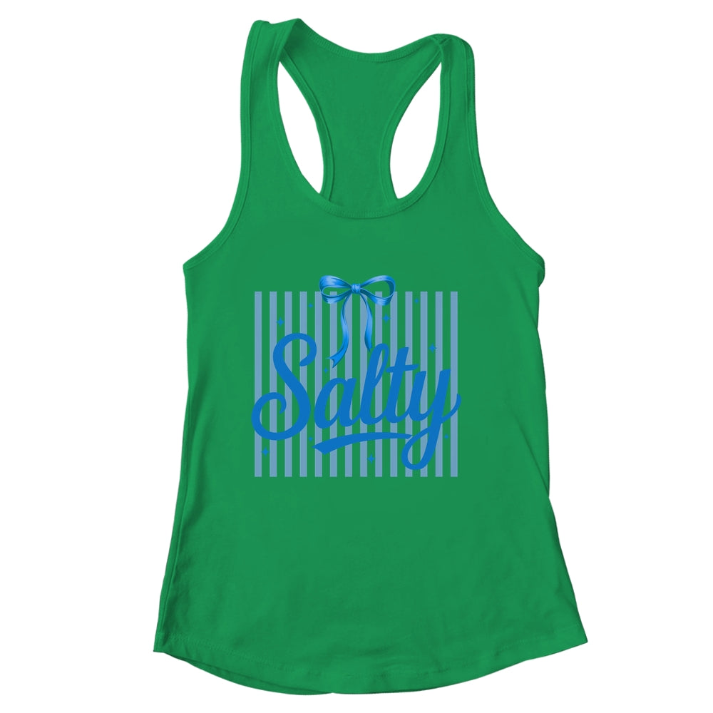 Salty Women Blue Stripes Bow Retro Summer Outfit Beach Vibes Shirt & Tank Top | siriusteestore