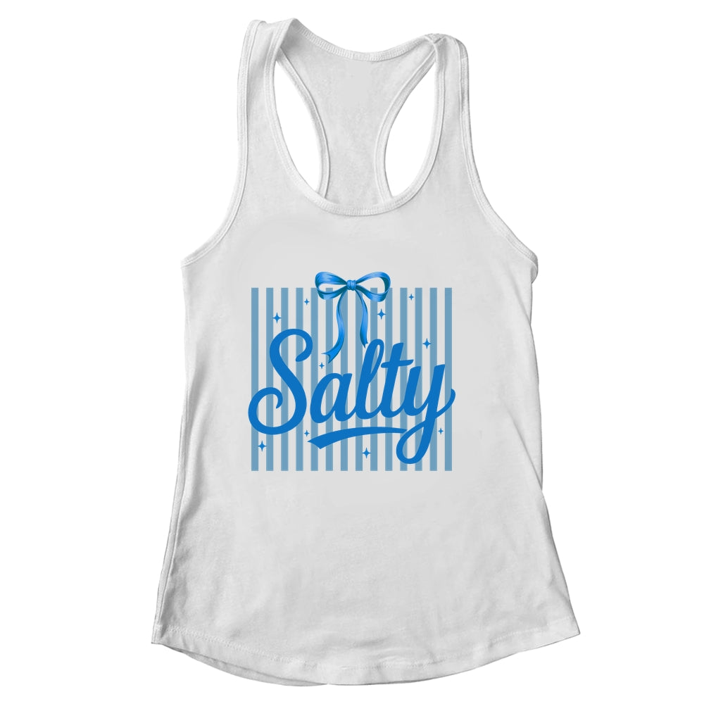 Salty Women Blue Stripes Bow Retro Summer Outfit Beach Vibes Shirt & Tank Top | siriusteestore