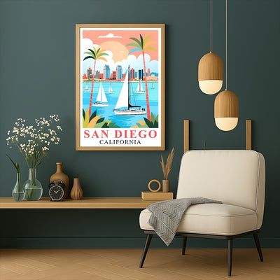 San Diego Travel Print Poster California Balboa Park Souvenir Wall Art Landscape Picture Suitable For Home Room Living Room Office Bedroom Decor Unframed | siriusteestore