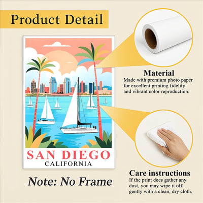 San Diego Travel Print Poster California Balboa Park Souvenir Wall Art Landscape Picture Suitable For Home Room Living Room Office Bedroom Decor Unframed | siriusteestore