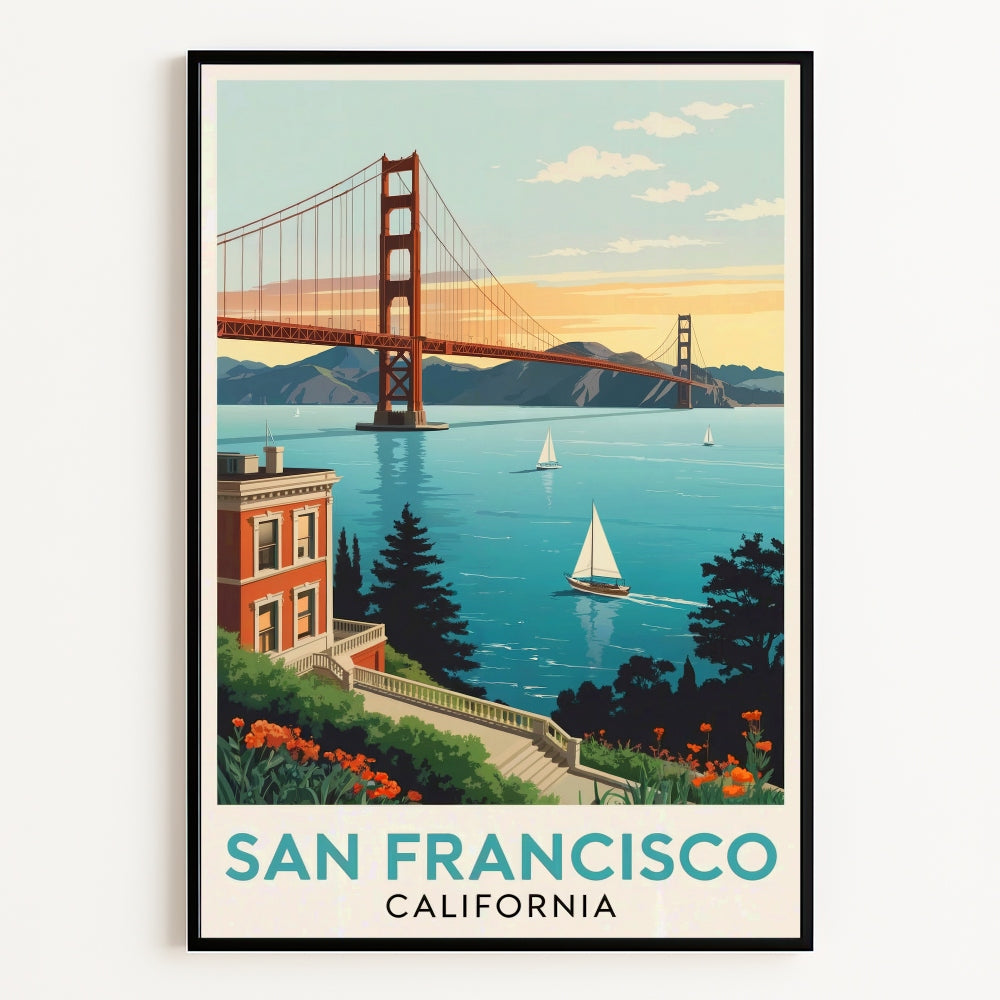 San Francisco California Poster Vintage Travel Landscape Wall Decor Wall Art Posters Prints Paintings Pictures For Living Room Bedroom Decoration Unframed | siriusteestore