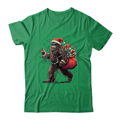 Santa Bigfoot Christmas Lights Funny Sasquatch Believe Shirt & Sweatshirt | siriusteestore
