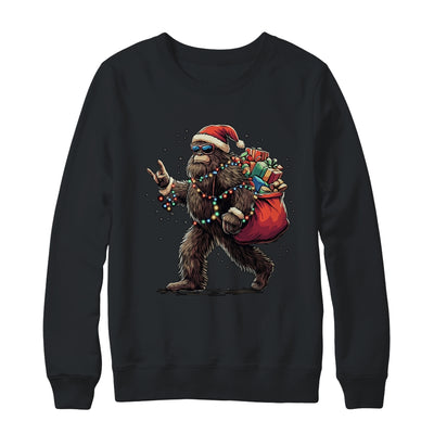 Santa Bigfoot Christmas Lights Funny Sasquatch Believe Shirt & Sweatshirt | siriusteestore