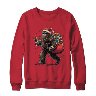 Santa Bigfoot Christmas Lights Funny Sasquatch Believe Shirt & Sweatshirt | siriusteestore