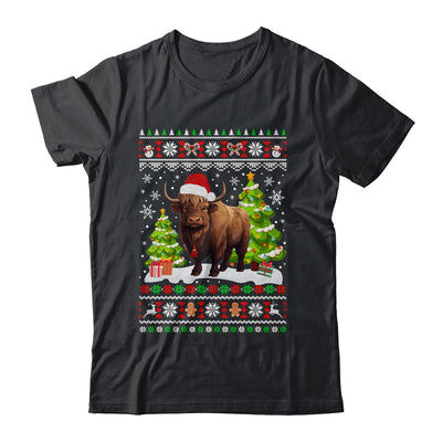 Santa Bison Animal Xmas Lighting Ugly Bison Christmas Shirt & Sweatshirt | siriusteestore