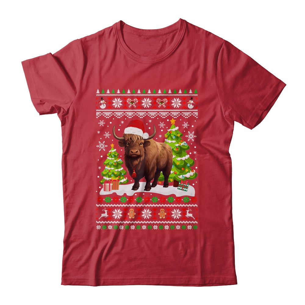 Santa Bison Animal Xmas Lighting Ugly Bison Christmas Shirt & Sweatshirt | siriusteestore