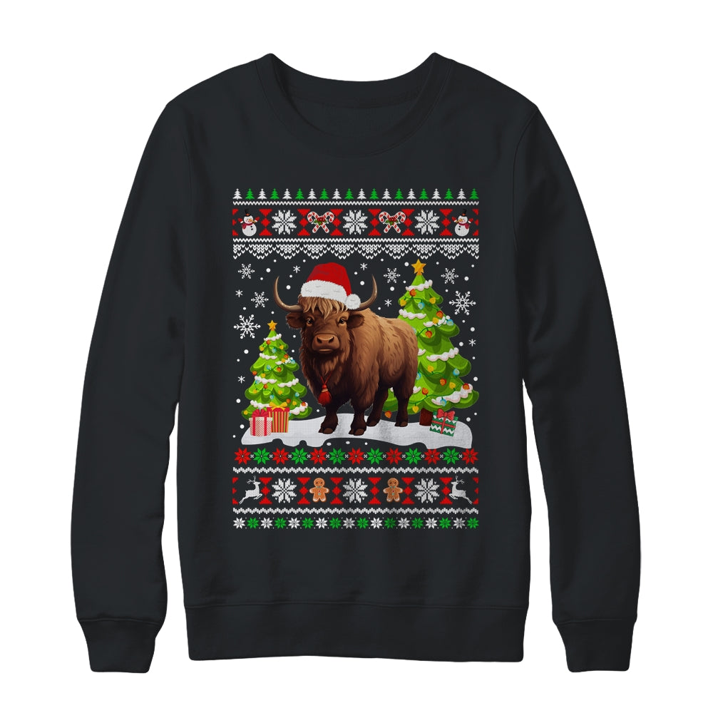 Santa Bison Animal Xmas Lighting Ugly Bison Christmas Shirt & Sweatshirt | siriusteestore