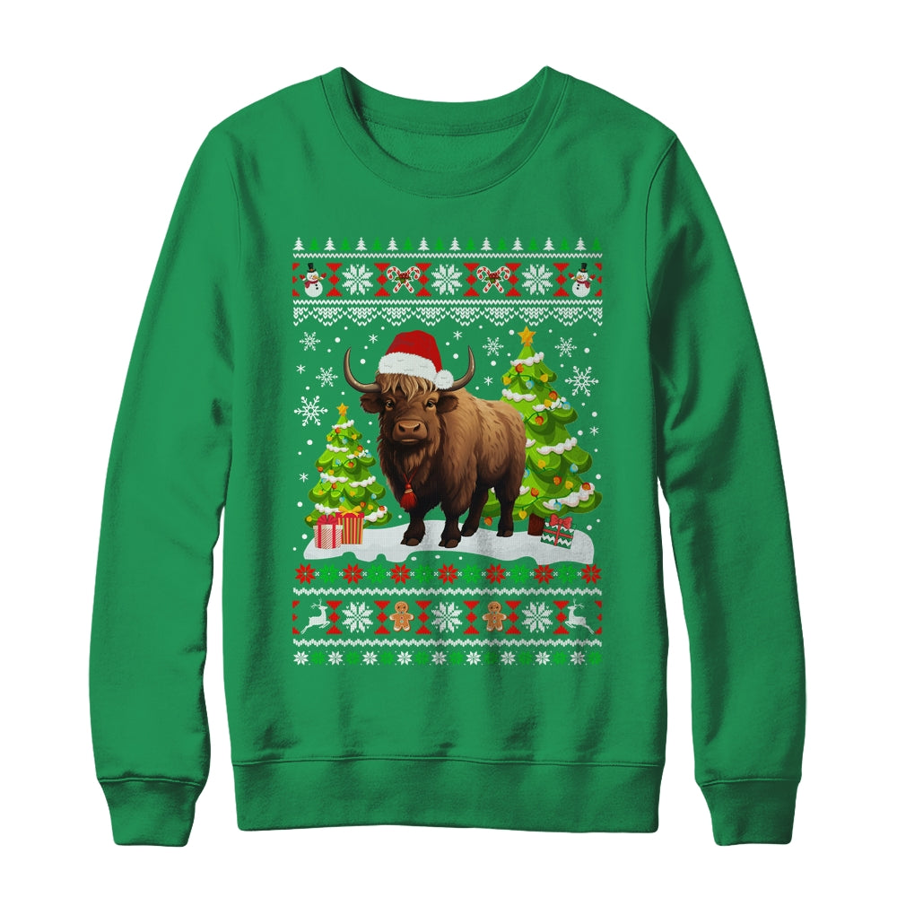 Santa Bison Animal Xmas Lighting Ugly Bison Christmas Shirt & Sweatshirt | siriusteestore