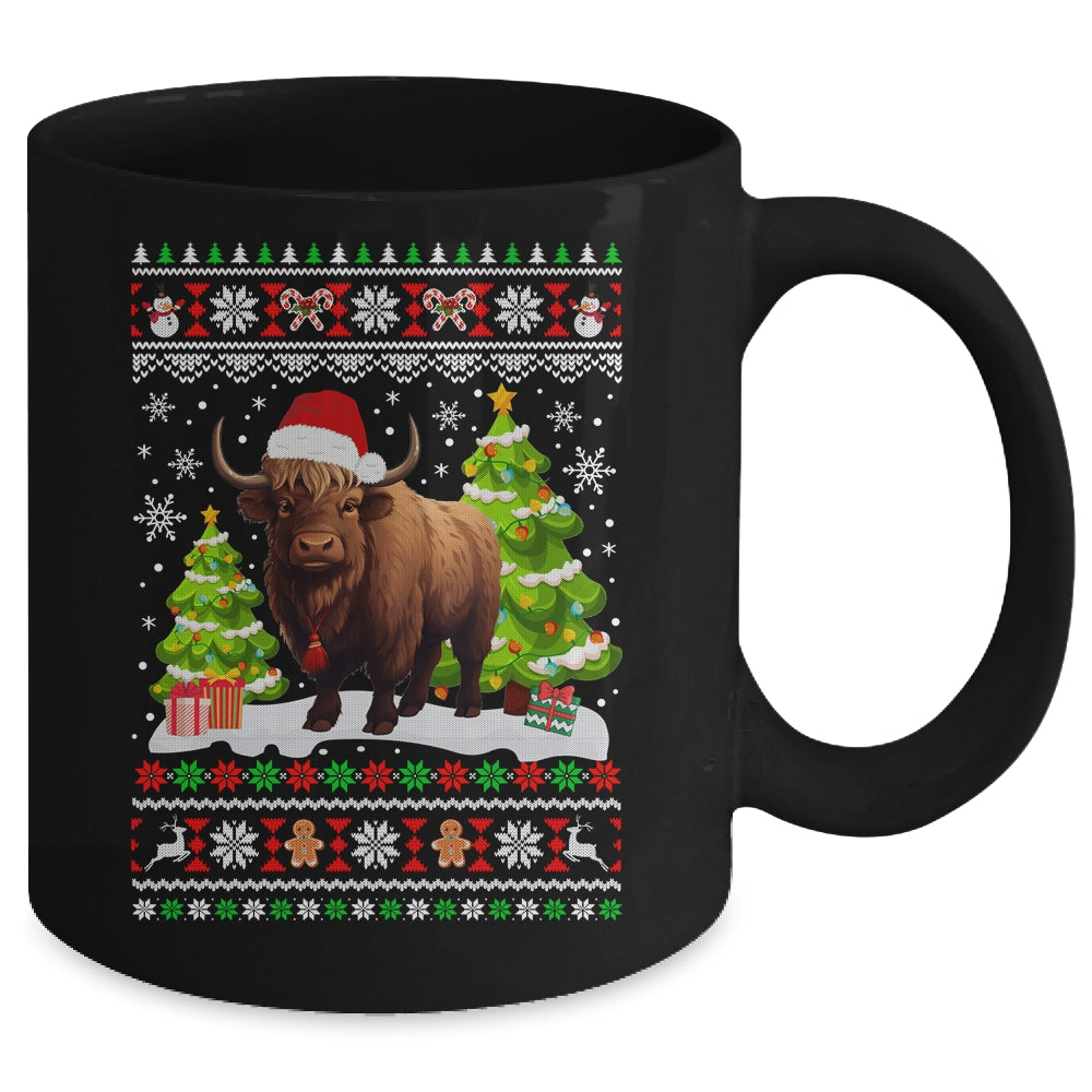 Santa Bison Animal Xmas Lighting Ugly Bison Christmas Mug | siriusteestore
