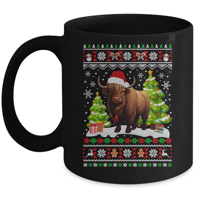 Santa Bison Animal Xmas Lighting Ugly Bison Christmas Mug | siriusteestore