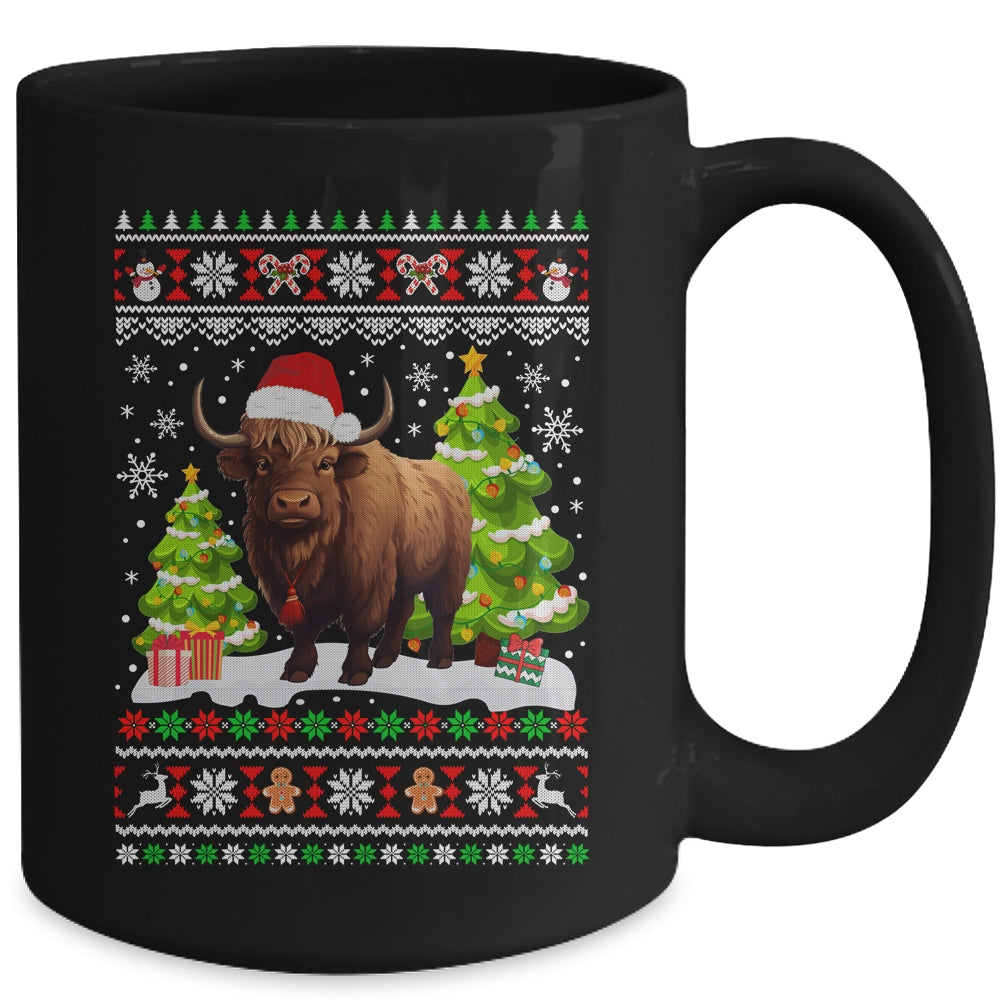 Santa Bison Animal Xmas Lighting Ugly Bison Christmas Mug | siriusteestore
