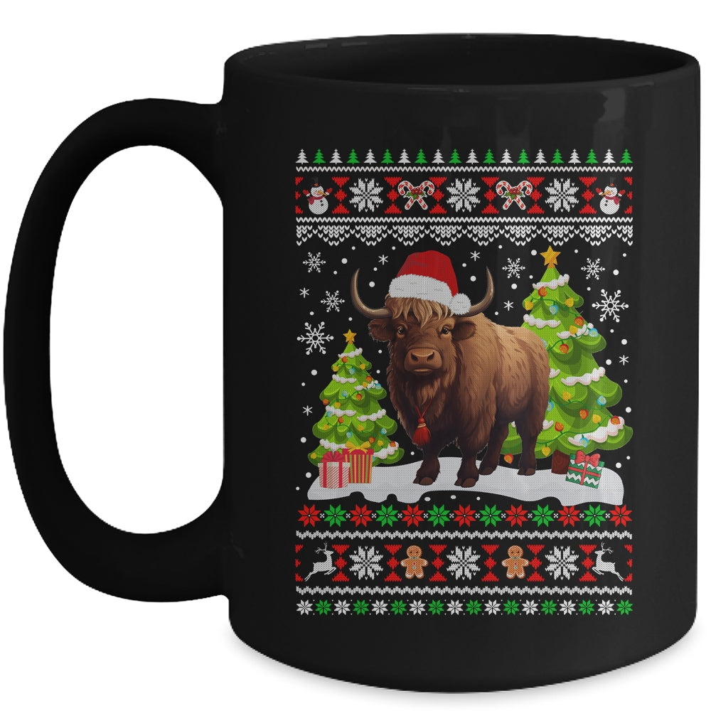 Santa Bison Animal Xmas Lighting Ugly Bison Christmas Mug | siriusteestore