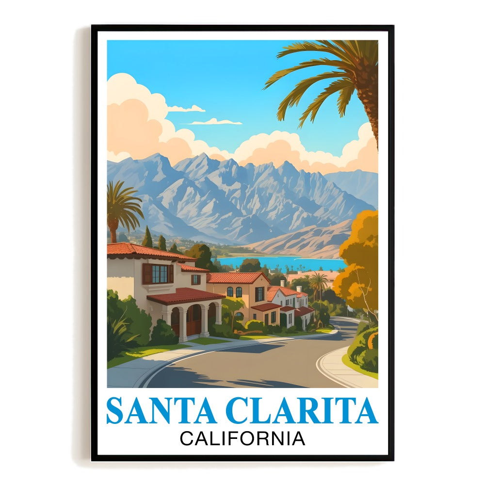 Santa Clarita California Vintage Travel Poster Stunning Mountain Bay Coastal Views Souvenir Wall Art Landscape Print Ideal For Home Office Living Room Decor Unframed | siriusteestore
