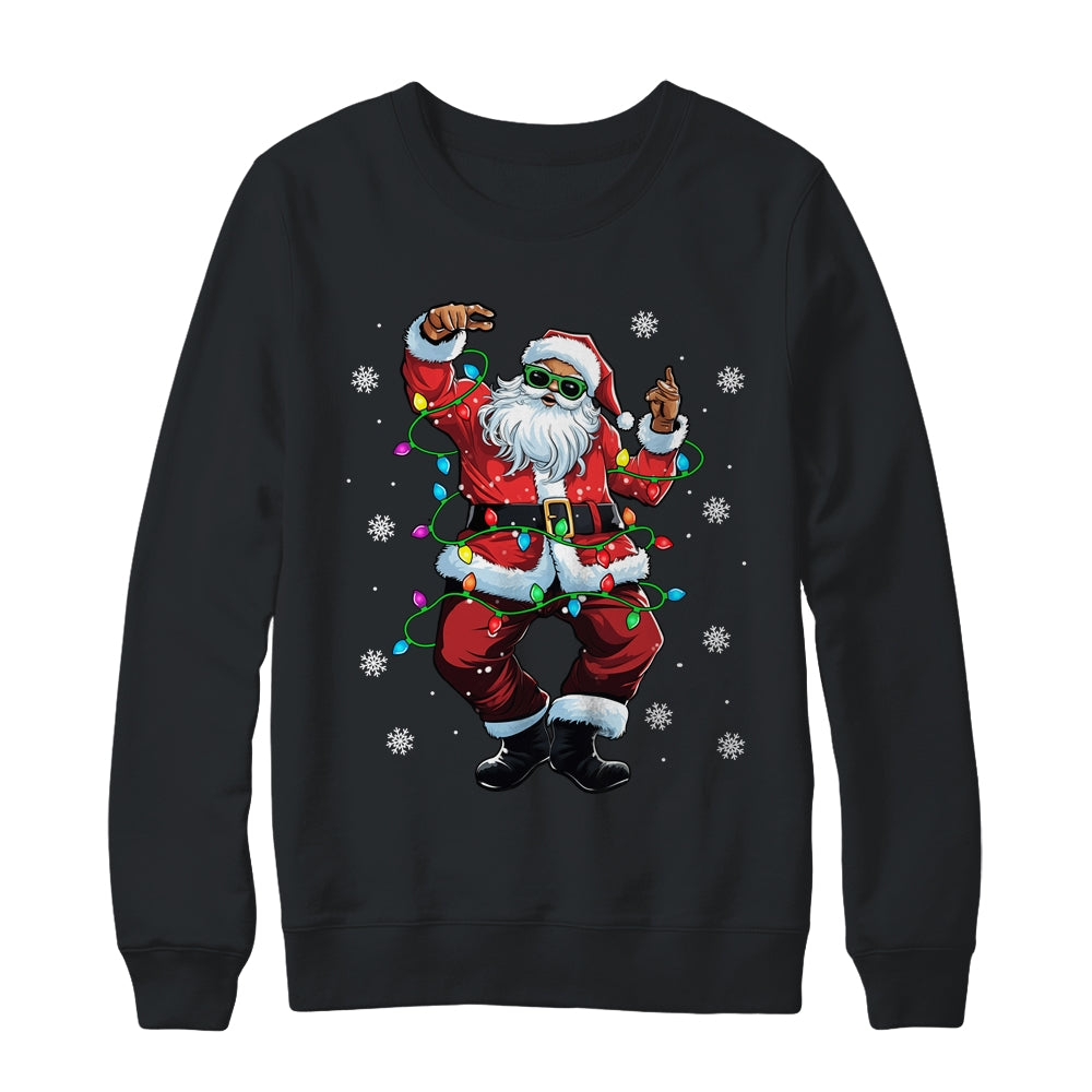 Santa Claus Black Christmas Afro African American Xmas Shirt & Sweatshirt | siriusteestore