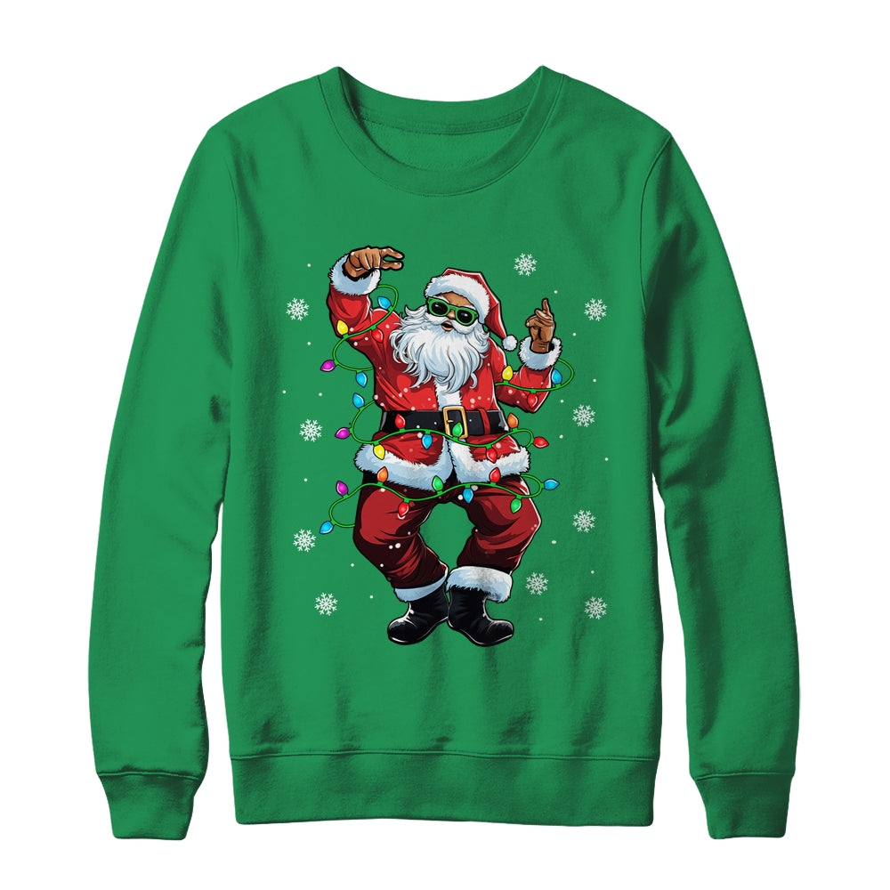 Santa Claus Black Christmas Afro African American Xmas Shirt & Sweatshirt | siriusteestore