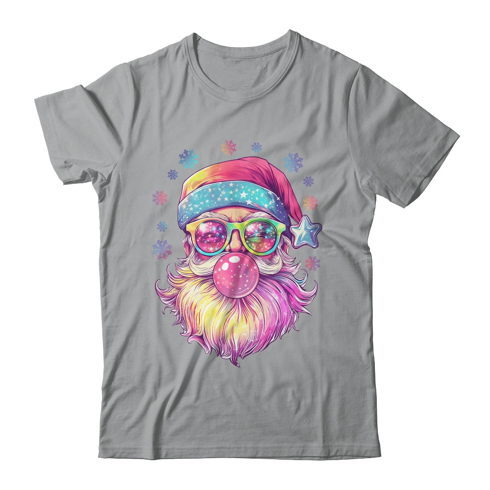 Santa Claus Blowing Pink Bubble Sunglasses Merry Christmas Shirt & Sweatshirt | siriusteestore