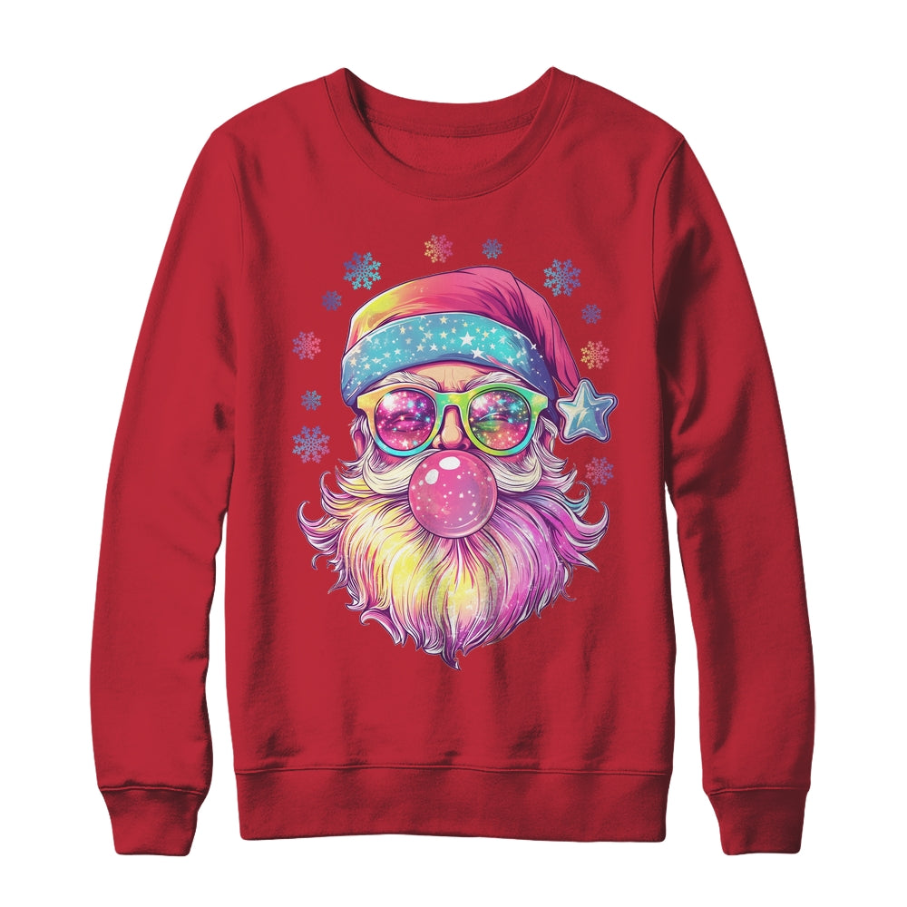 Santa Claus Blowing Pink Bubble Sunglasses Merry Christmas Shirt & Sweatshirt | siriusteestore