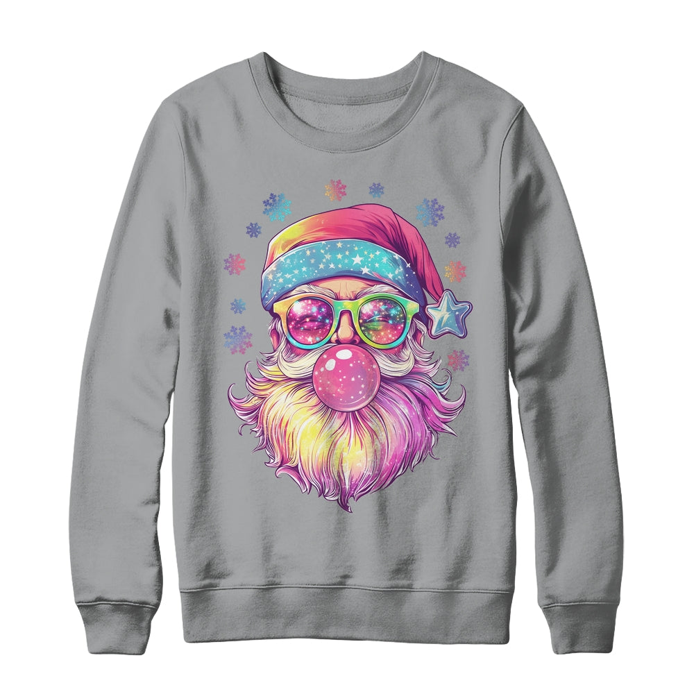 Santa Claus Blowing Pink Bubble Sunglasses Merry Christmas Shirt & Sweatshirt | siriusteestore