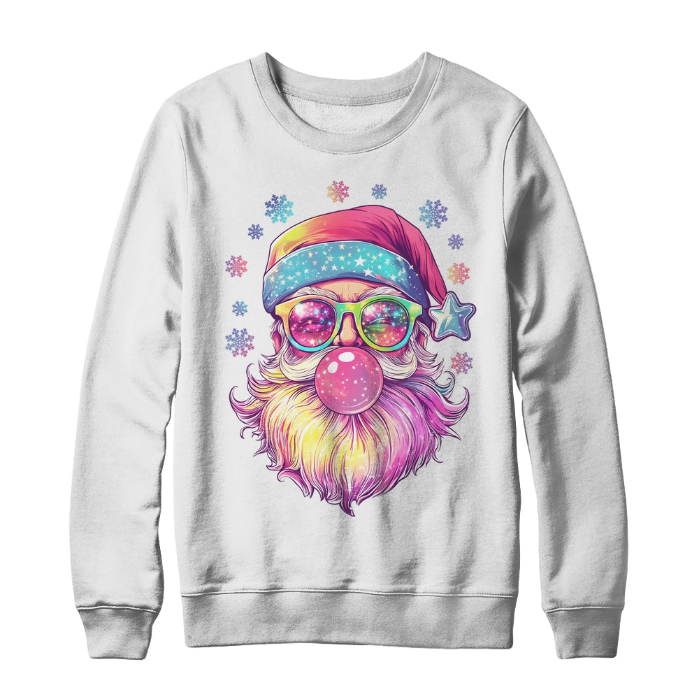 Santa Claus Blowing Pink Bubble Sunglasses Merry Christmas Shirt & Sweatshirt | siriusteestore