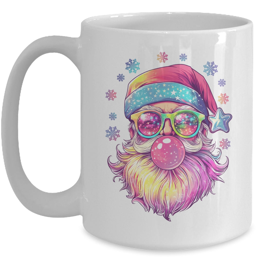 Santa Claus Blowing Pink Bubble Sunglasses Merry Christmas Mug | siriusteestore