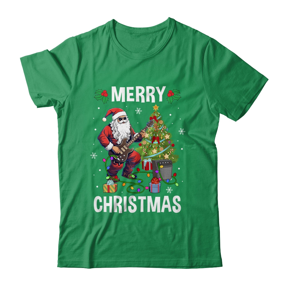 Santa Claus Guitarist Merry Christmas Guitar Men Dad Shirt & Sweatshirt | siriusteestore