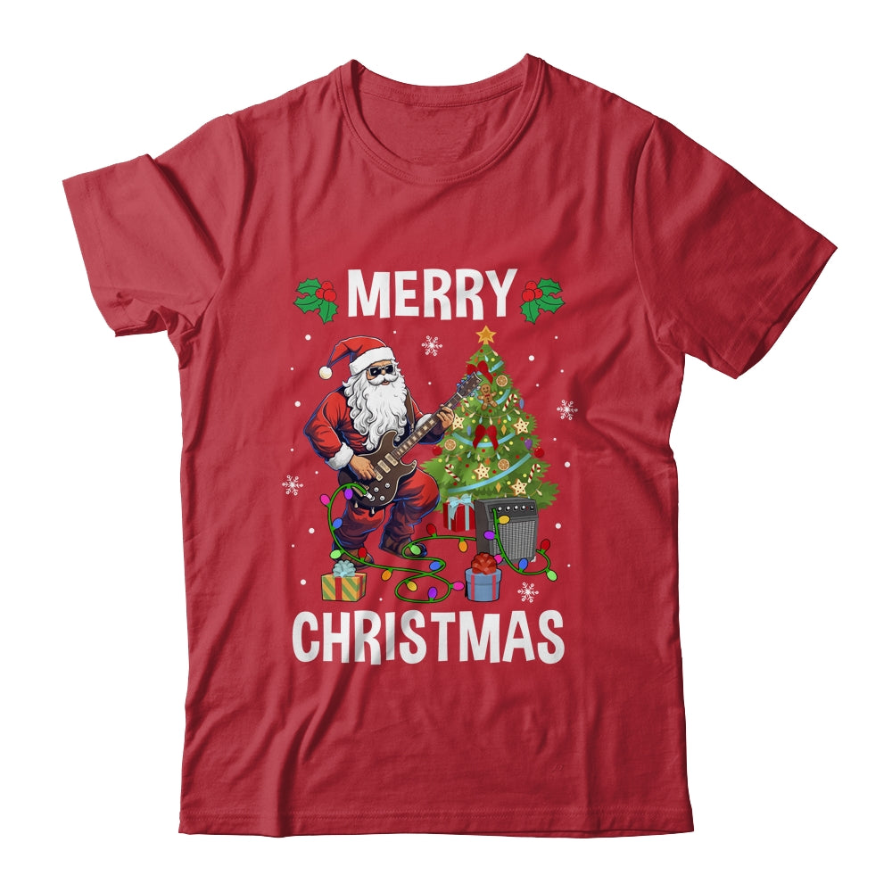 Santa Claus Guitarist Merry Christmas Guitar Men Dad Shirt & Sweatshirt | siriusteestore