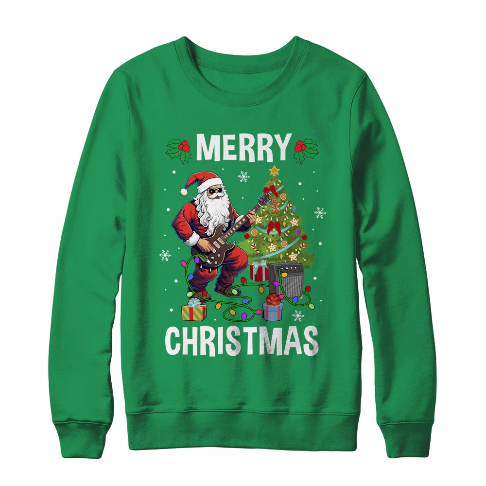 Santa Claus Guitarist Merry Christmas Guitar Men Dad Shirt & Sweatshirt | siriusteestore